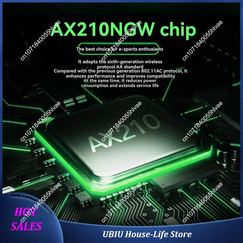 بطاقة واي فاي AX210NGW + هوائي 10Dbi 5374Mbps 2.4G/5G/6Ghz ثلاثي الموجات بلوتوث 5.3 محول شبكة لاسلكية لأجهزة الكمبيوتر المحمول - الأفضل مبيعًا