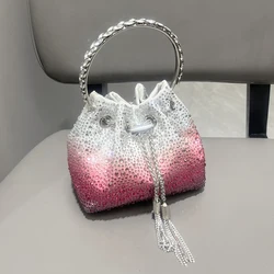 Manico strass pochette da sera borse e borsetta borsa a tracolla di design di lusso borsa a secchiello con pochette in cristallo lucido