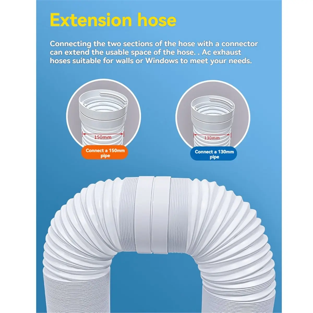 L70A Universal AC Exhaust Hose Coupler Portable Air Conditioner Vent Pipe Coupler Extension Tube Connector 150mm