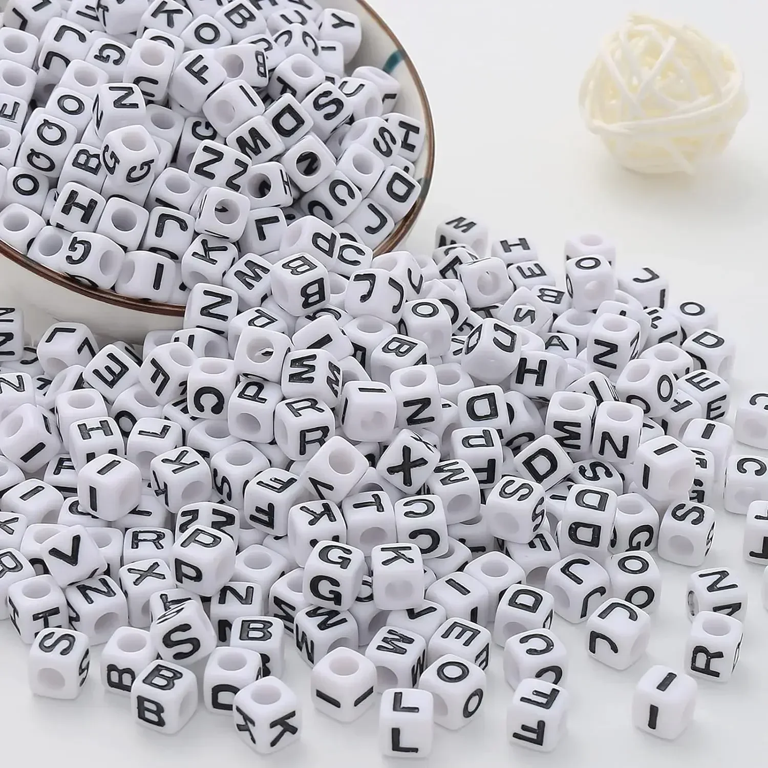 100/200/300/500Pcs Acrylic Letter Beads Random Mixed Square Alphabet Loose Beads For Jewelry Making DIY Bracelet Necklace