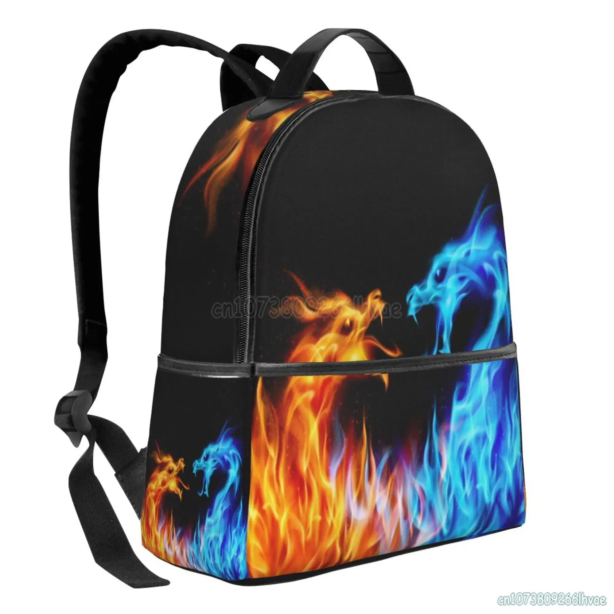 Zaino scolastico Blu e rosso Fiery Dragons Bookbag per ragazzi Ragazze Adolescenti Borsa da viaggio casual Zaino per computer portatile