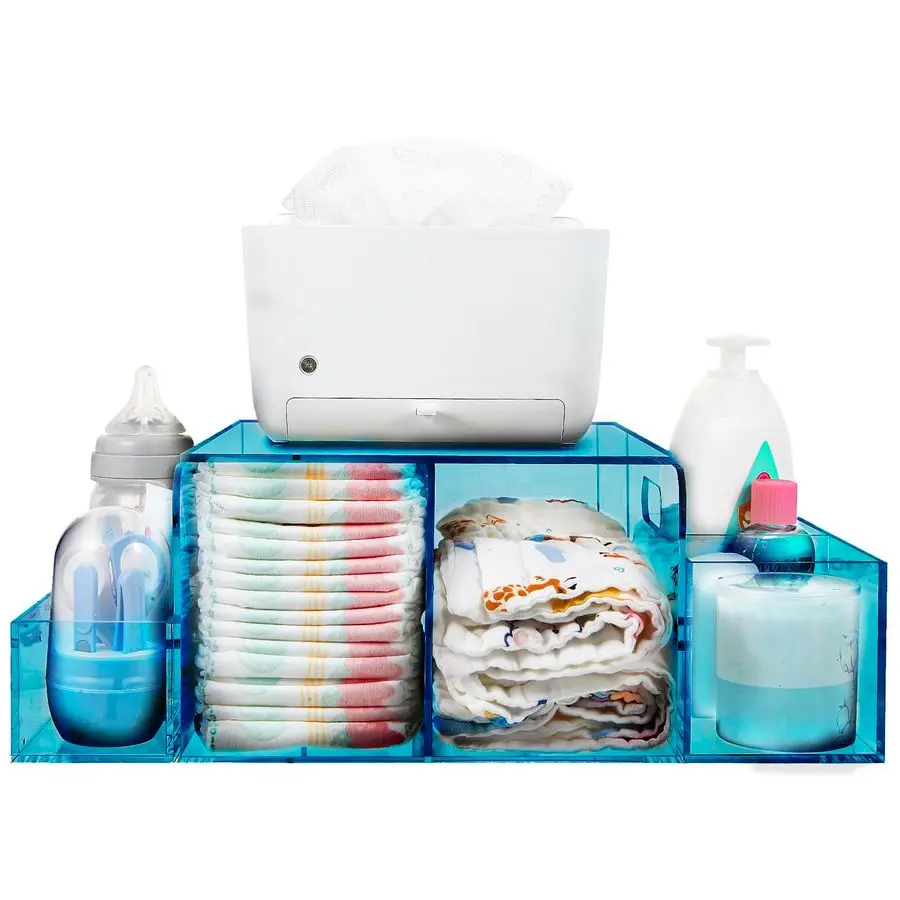 

Органайзер для подгузников и детских салфеток на пеленальный столик, настольный органайзер для комода с 4 съемными отделениями, противоскользящий, с ручкой