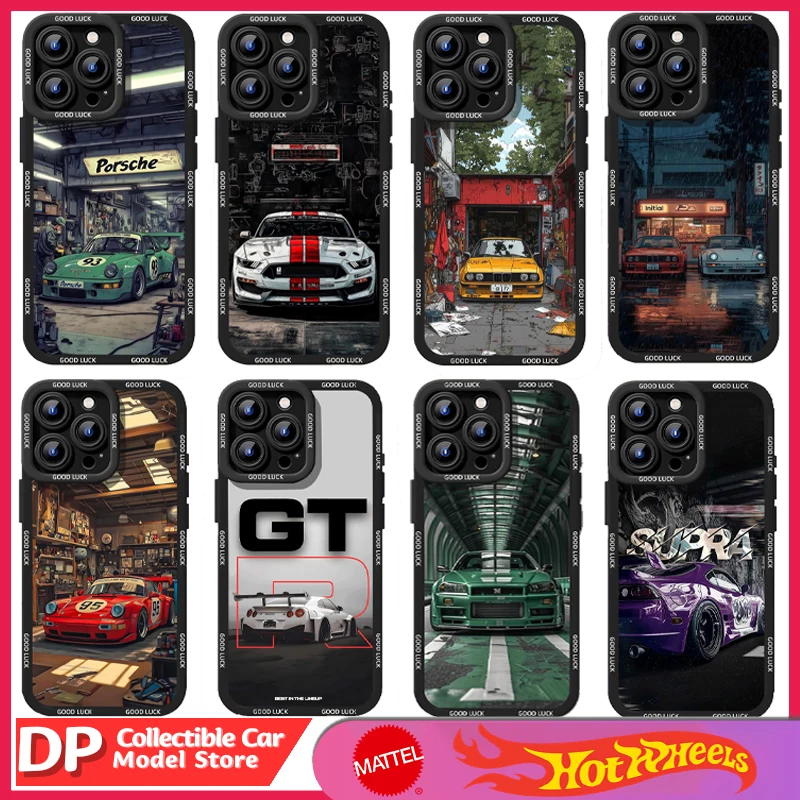 

Hot Wheels BMW Porsche Phone GTR Case For iPhone 16 13 15 14 12 Pro Apple Case for iPhone 16 Plus 13 14 Pro Max Silicone Cover