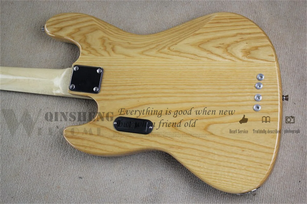 Natural bass 4 stings bass ASH Wood Body Maple Neck Chrome Bridge Red tortoise shell pickguard active battery