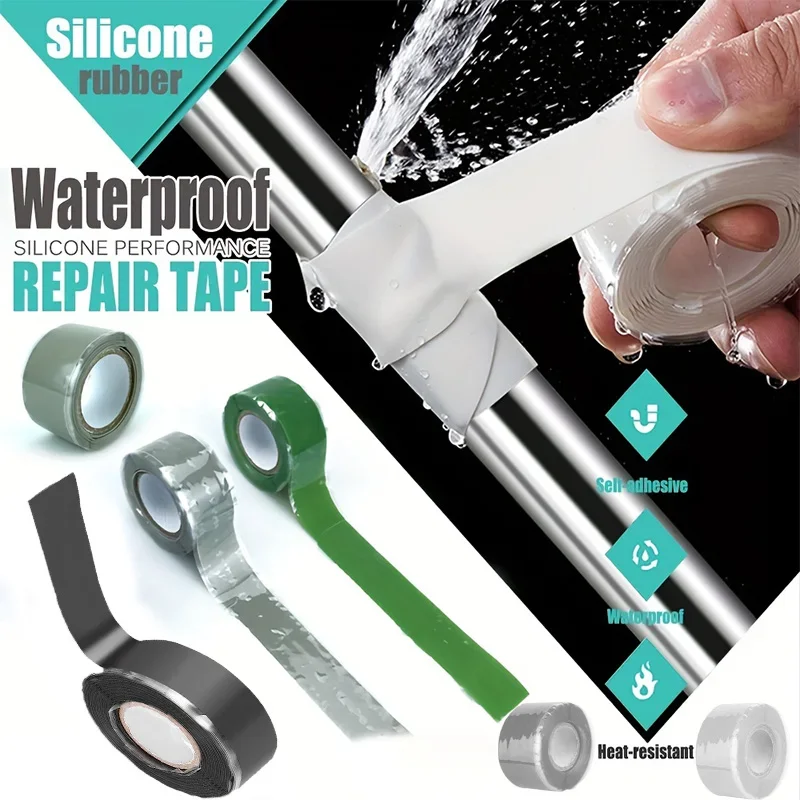 Waterproof Tape,Silicone Self Adhesive Tape, Waterproof, Grey, 1.5m,Repair Tape, High-pressure Silicone Self-adhesive Tape Water