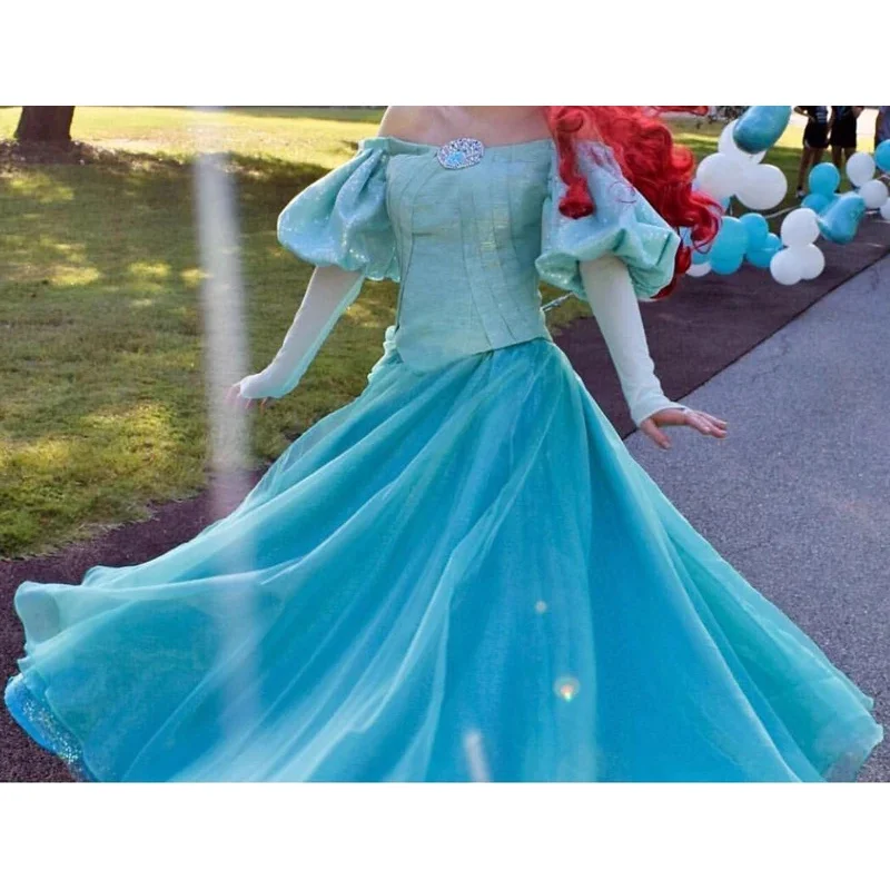 

2025 New Custom-Made Ariel Princess Green Cosplay Costume Dress For Halloween Party Costumes