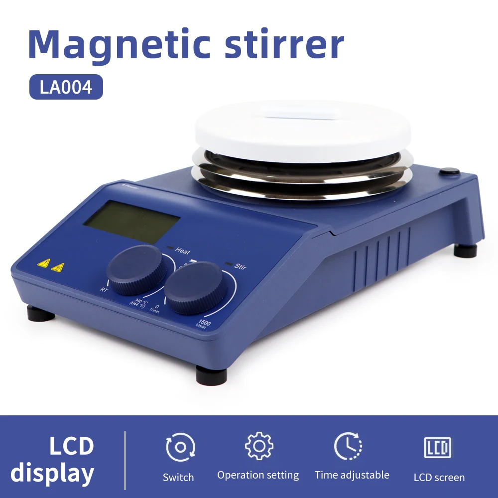 20L Heating Magnetic Stirrer Hot Plate with Stir Bar 100-1500RPM Vortex Mixer LCD Display Chemistry Laboratory Equipment