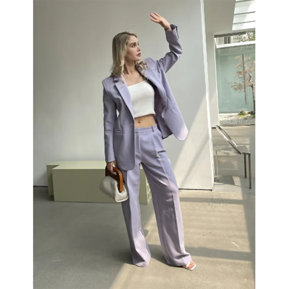 

Sweet Candy Color Women Suit Peak Lapel (Blazer+Pants) Conjuntos Femininos Elegantes Causal Daily Office High Street أطقم بناطيل