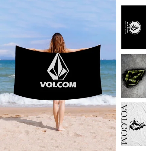 V-Volcom 로고 극세사 비치 타올, 흡수성, 빠른 건조, 부드러운 요가, 수영, 휴양지, 등산 타올