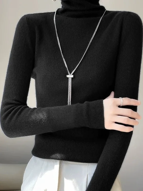 

Women's High Ne Knitted Sweater Slim Fit Color Base Layer Top f High Ne 2025 New Autumn Winter Inner Wear