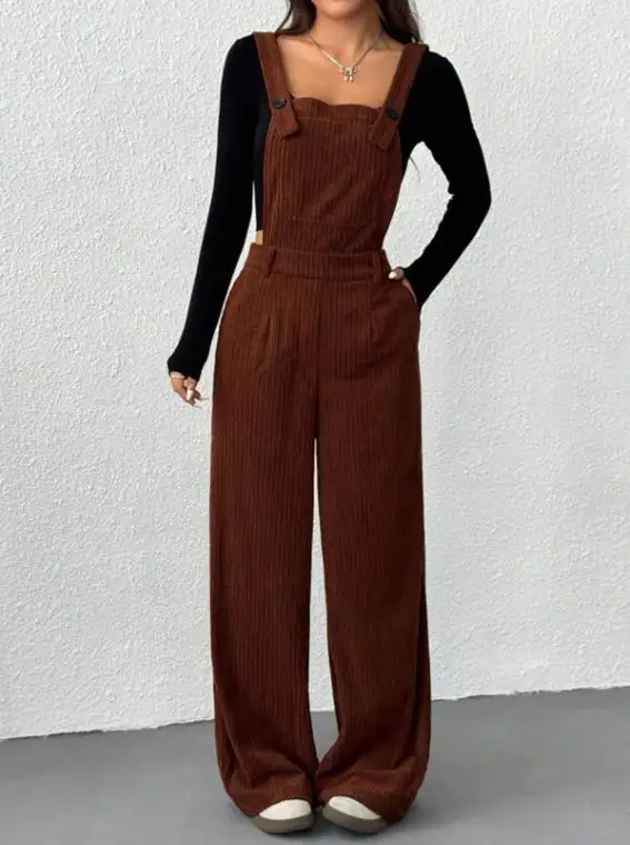 

Jumpsuit Women 2025 Autumn and Winter Fashion Corduroy Overalls Jumpsuit Temperament Commuting Retro Casual Jumpsuit for Women