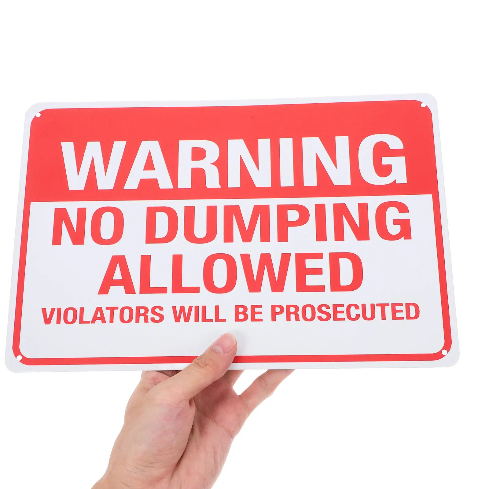 Picture 7: No Dumping Iron Warning Sign Violators Will Be Prosecuted Outdoor Security Caution Yard Gate Public Area Use Sign