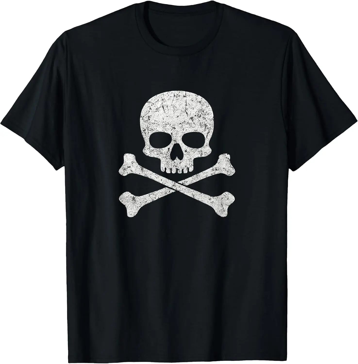 Skull Crossbones Halloween Skeleton Jolly Roger Boys Girls T-Shirt Men Halloween Festival Printed Graphic Tee, Casual Crew Neck Short Sleeve Spooky Gothic T‑Shirt for Holiday Party and Halloween Gift for Men.