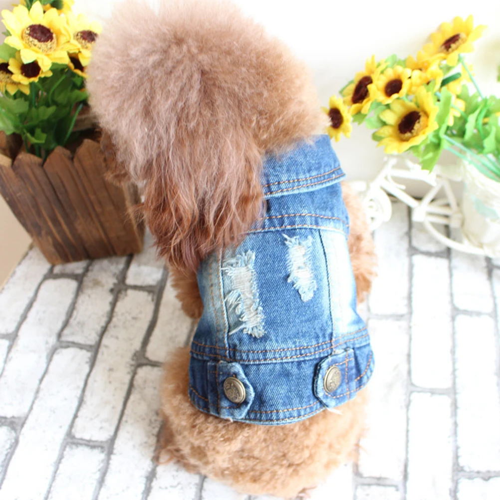 

Pet Denim Vest Small Dog Clothes Hoodie Coat Jean Jacket Xl Medium Size Puppy Sleeveless Winter Fashion Protect Skin