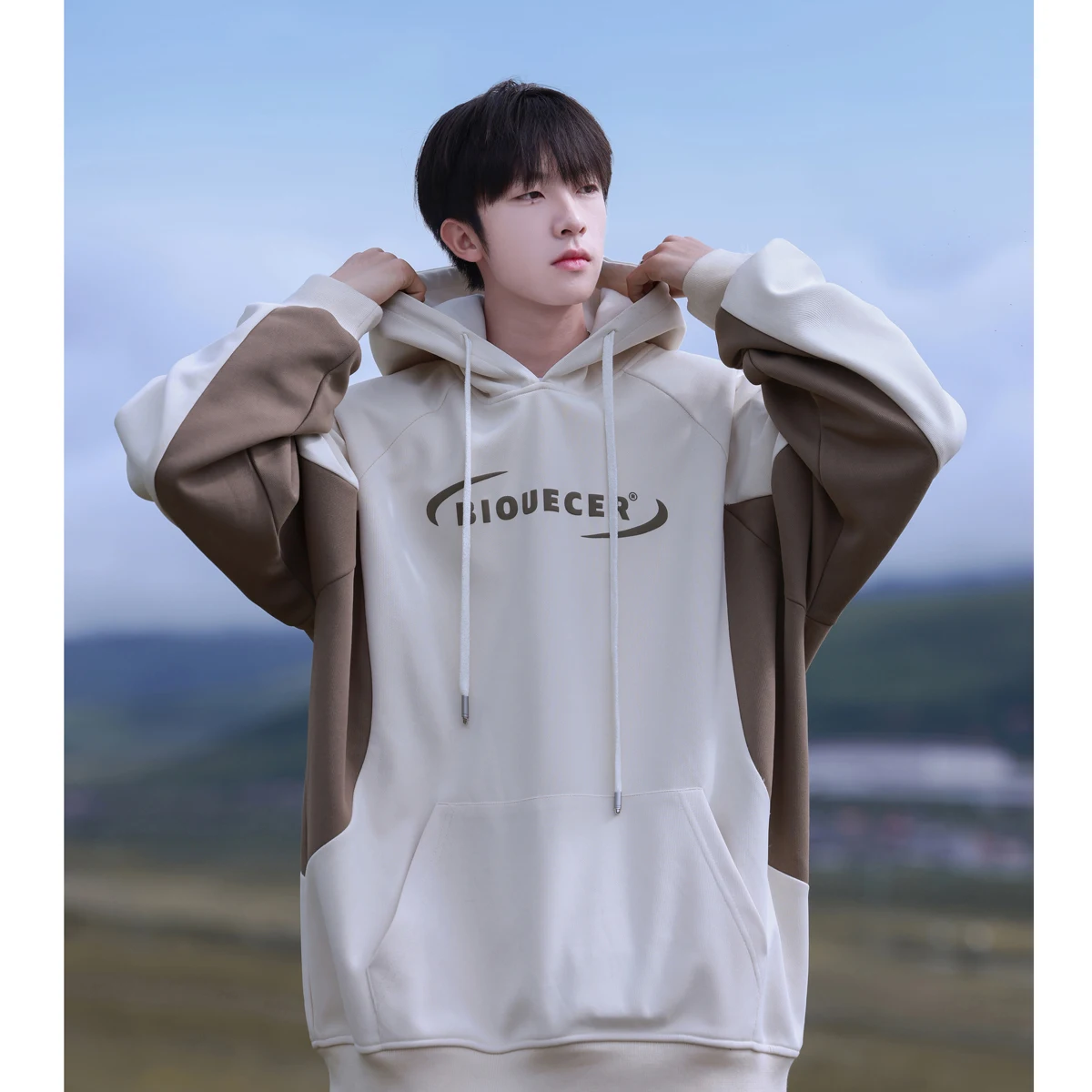 

Мужская толстовка оверсайз в американском стиле, весенне-осенняя одежда, повседневная удобная свободная толстовка с цветными блоками