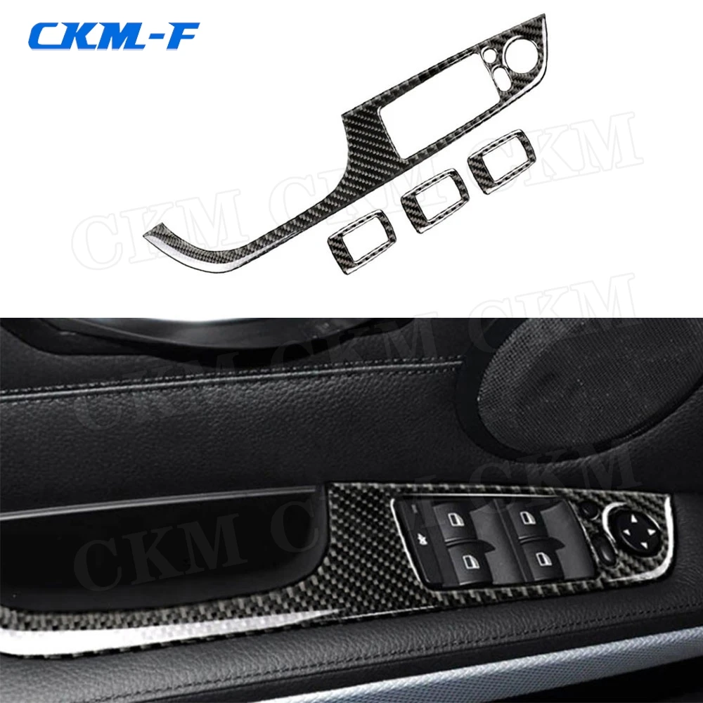 

Carbon Fiber Car Window Lifter Switch Buttons Trim Frame Cover Stickers For BMW 3 Series E90 2005-2012 Car Accessories