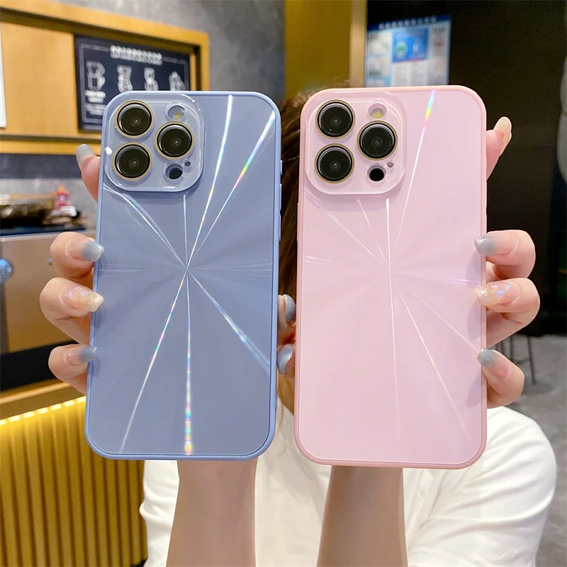Fashionable Aurora Backboard With Lens Protection Phone Case For IPhone 15 14 Plus 13 12 11 Pro Max Anti Drop TPU Back Cover
