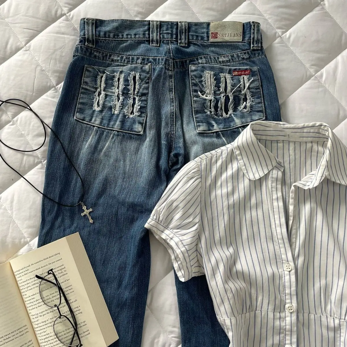 Punk Striped Tshirt Slim Short Sleeve Y2k Clothes Aesthetic Harajuku Goth Vintage Polo Button V-Neck 2000s Summer Tee Grunge Emo