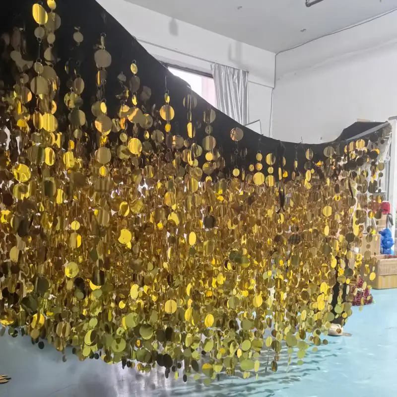 2.4x2.4m Colorful Sequin Bead Curtain, Glitter Ceiling Decoration& Backdrop Wall For Wedding Party Ceremony Event Photo Booth