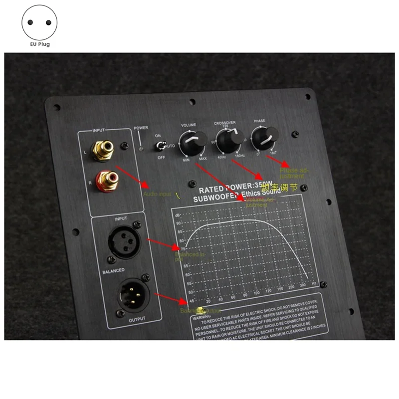 220V HIFI Mono 350W Heavy Duty Subwoofer Digital Active Amplifier Board Pure Bass Home Audio System EU-Plug Durable