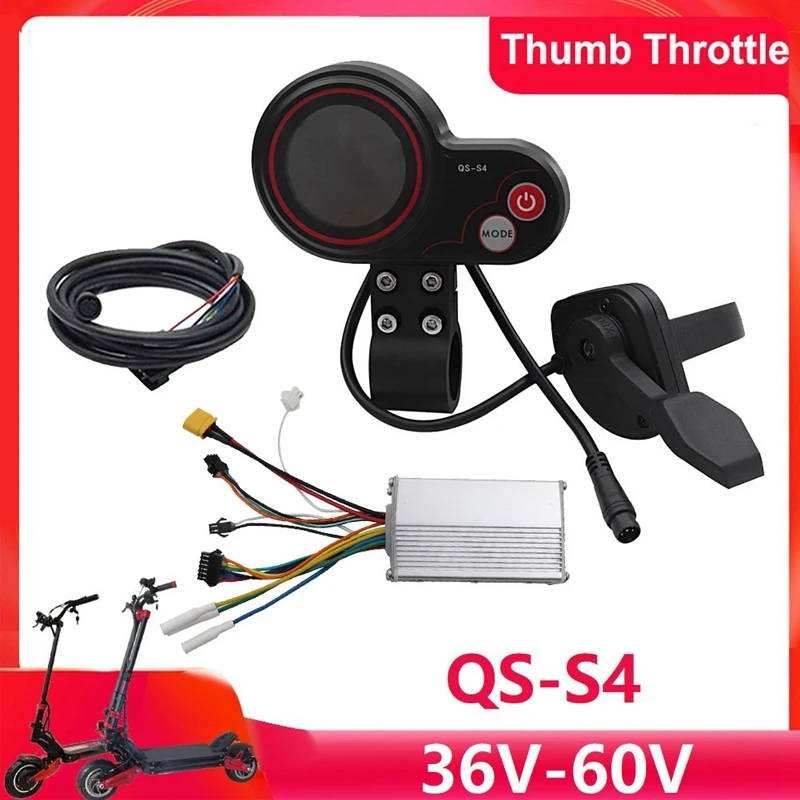 36V-60V QS-S4 Thumb Throttle LCD Display Kit+48V 800W Controller for Zero 8 9 10 8X 10X Electric Scooter 6PIN