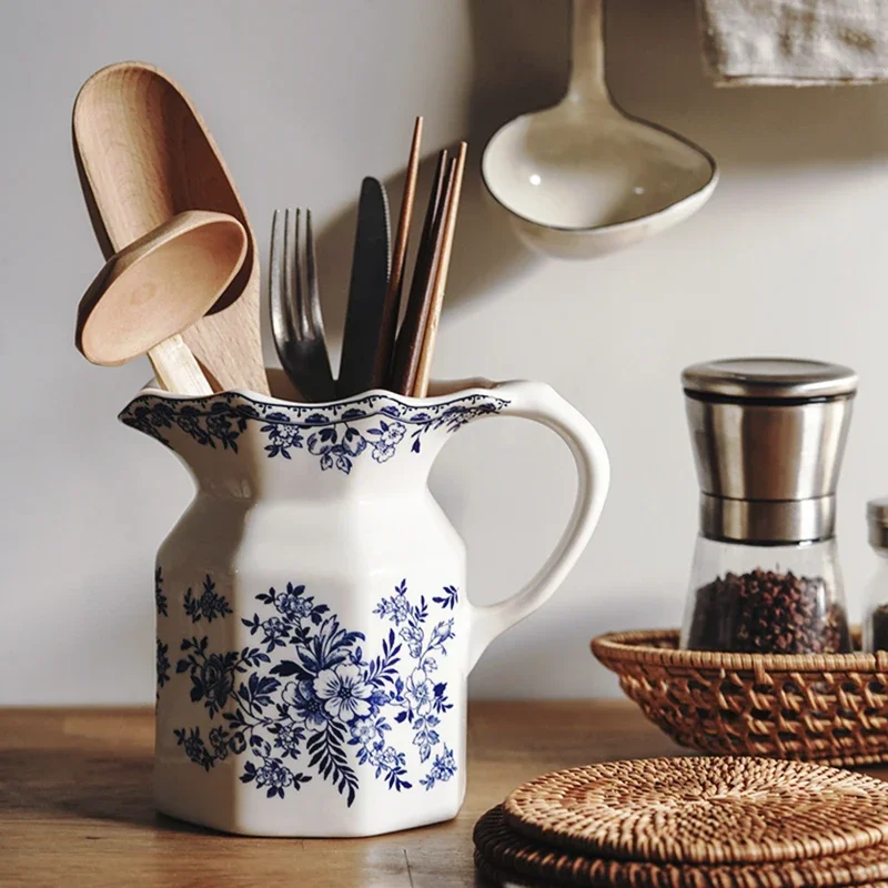 Vintage ceramic storage bottle, kitchenware storage jar vase,multifunctional can be used as a cooling water kettle,milk jar vase