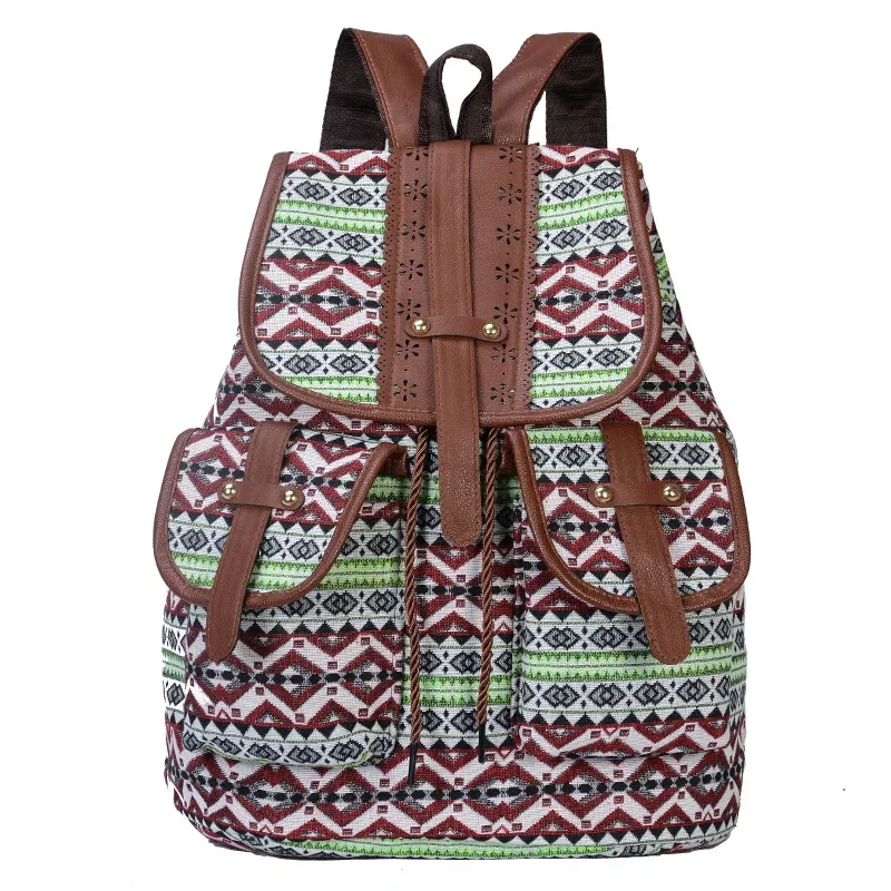 Imagem -02 - Mochila Casual de Grande Capacidade Feminina Cordão Personalizado Pacote Escolar Feminino Bolsa de Viagem Tendência Retrô Moda