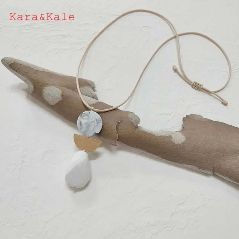 

Kara&Kale Long Necklace Resin Pendant Acrylic Beads Handmade Jewelry Copper Necklace Rope Chain Boho Jewelry Women's Necklace