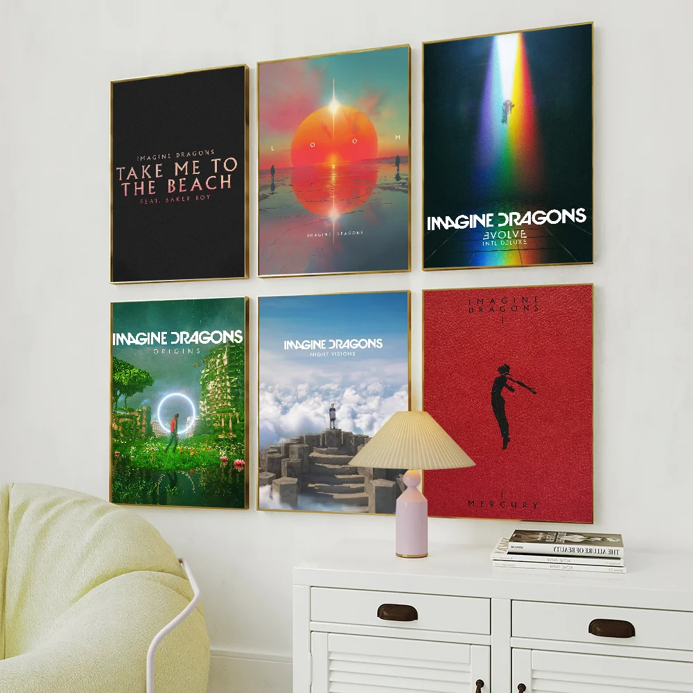 Singer I-Imagine D-Dragon Loom Hot Album Pop Poster Art Wall Painting Stickers Small Decor Aesthetic Bar Coffee House Indoor