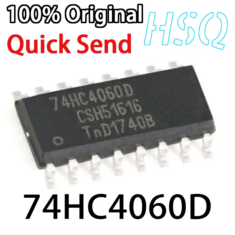 10PCS Original 74HC4060D 74HC4060D,653 SOIC-16 with Oscillator, 14 Level Binary Ripple Counter