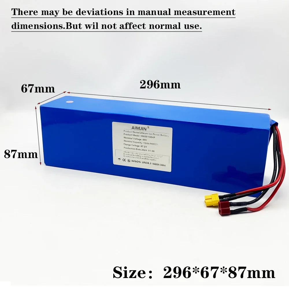 New original 60V 15Ah battery  16S4P 15000mAh 2500W high-power 18650 lithium battery with built-in BMS lithium-ion battery pack