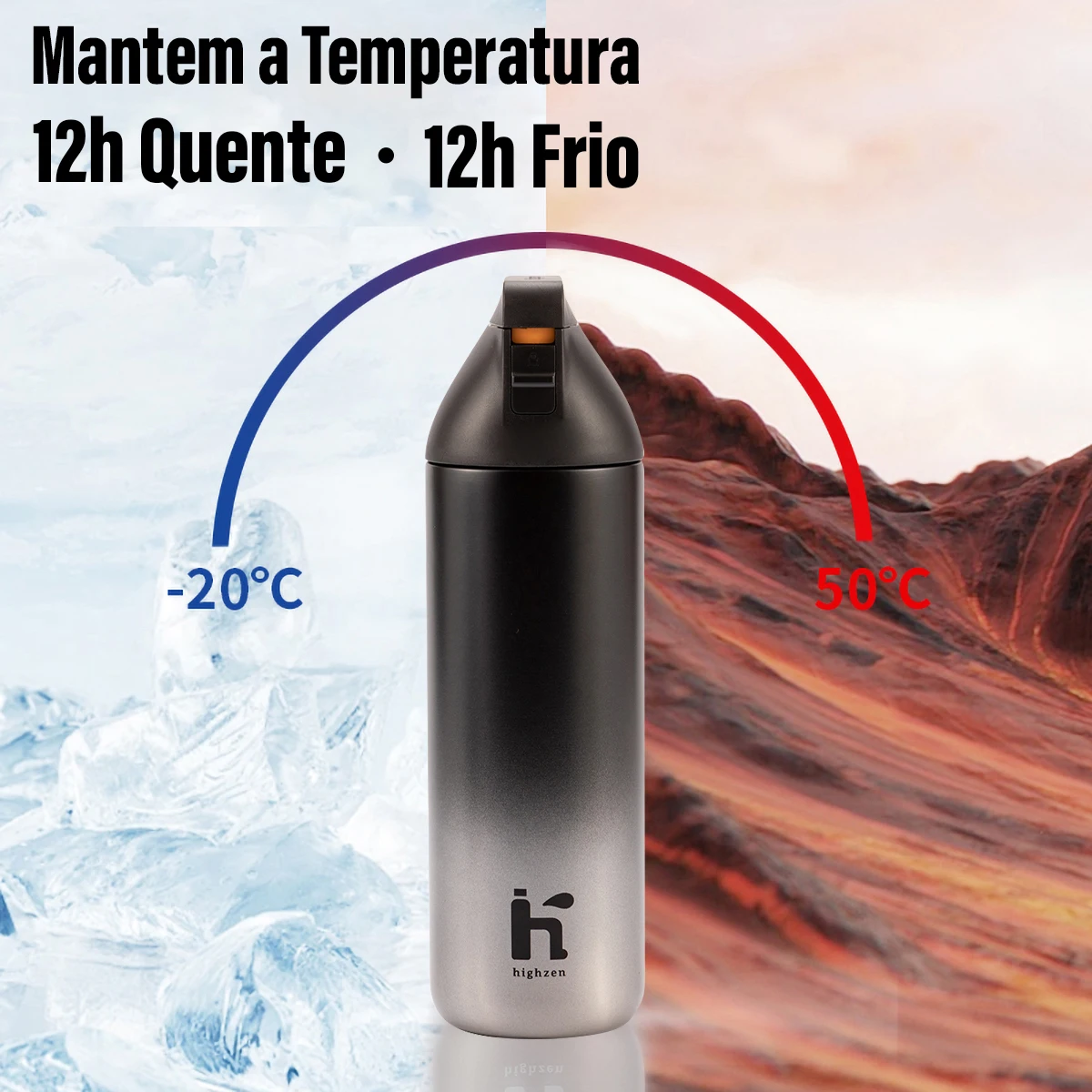 Stainless Steel Thermal Water Bottle with Soft Straw, Light Bottle, Pop-Top Lid, Creative Colors in Gradient 500ml