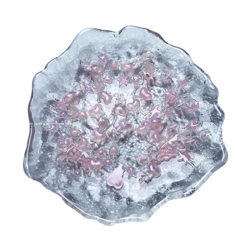 50 قطعة سلسلة الوردي مسمار السحر مضيئة عصا سحرية ستار الانحناء تاج القلب مسمار الفن زينة لوازم DIY بها بنفسك مانيكير اكسسوارات