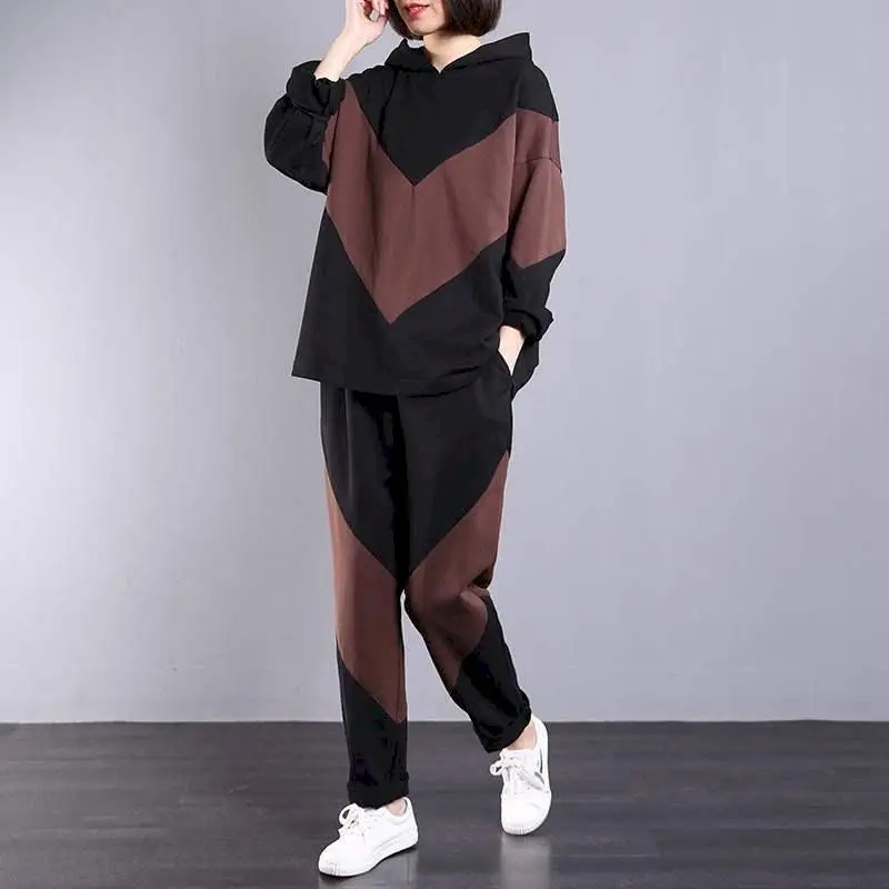 Casual Hoodies Sets Women Spring Autumn New Suits Hooded Loose Jacket And Trousers Two Piece Set Fashion Trend Womens Suits 2024