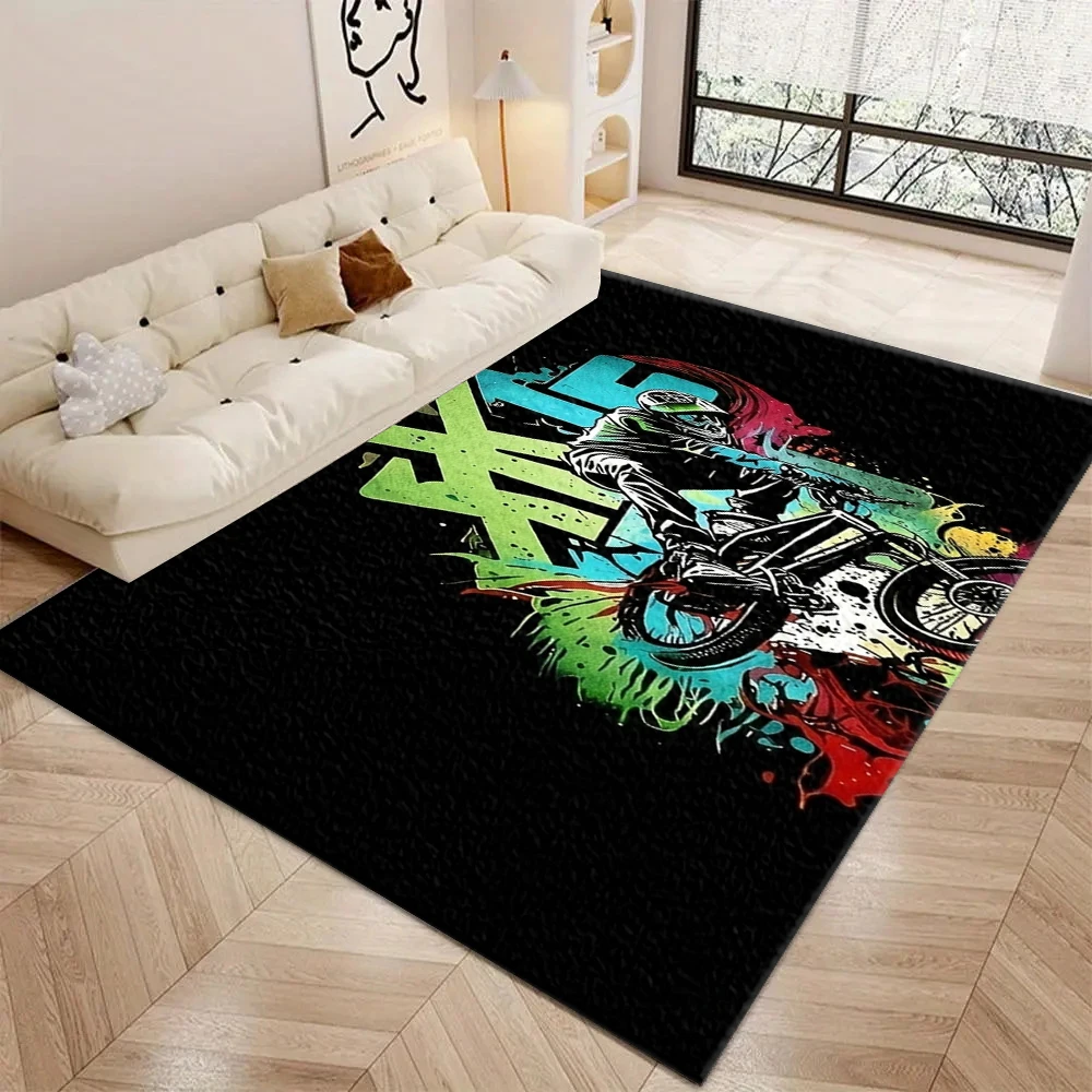 Street Graffiti Bmx Bicycle Sports Style Rug Very Cool Sports Style Non-Slip Floor Mat Suitable for Teen Boys' Room Living Room Home Decoration