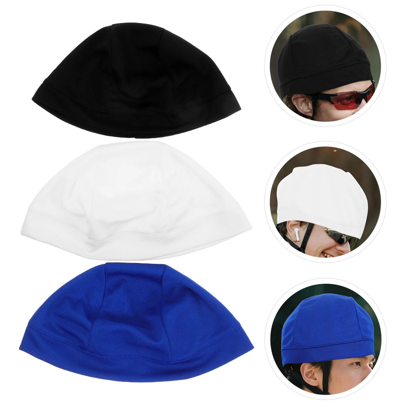 

3pcs Windproof Sun Protection Head Cover Soft Stretchy Quick-Dry Cycling Liner Cap For Outdoor Sports Diy Inner Accessory