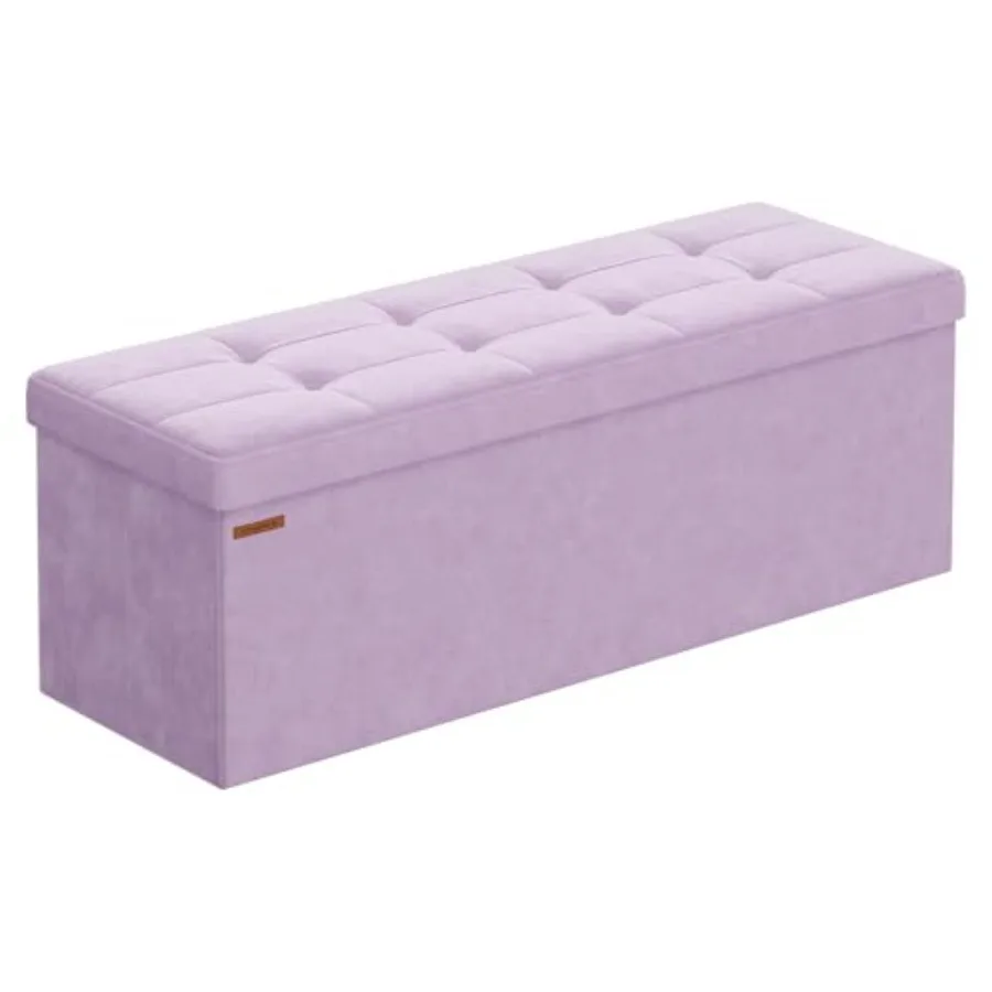 

Mazie Collection - Storage Bench, Foldable Foot Rest, 15 x 43 x 15 Inches, End of Bed Bench, Storage Chest, Load 660 lb, Living