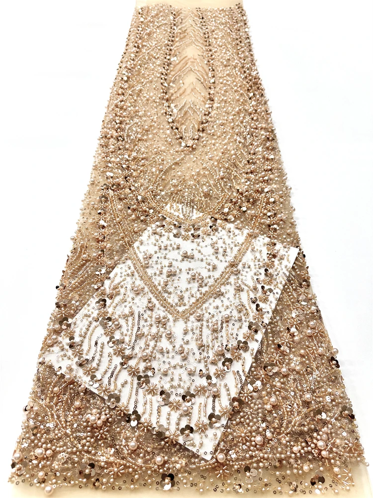 

Красивое нигерийское вечернее кружево с блестками, африканские бусины, кружевная ткань, 2021, высокое качество, 5 ярдов, африканский французский тюль, сетчатая кружевная ткань