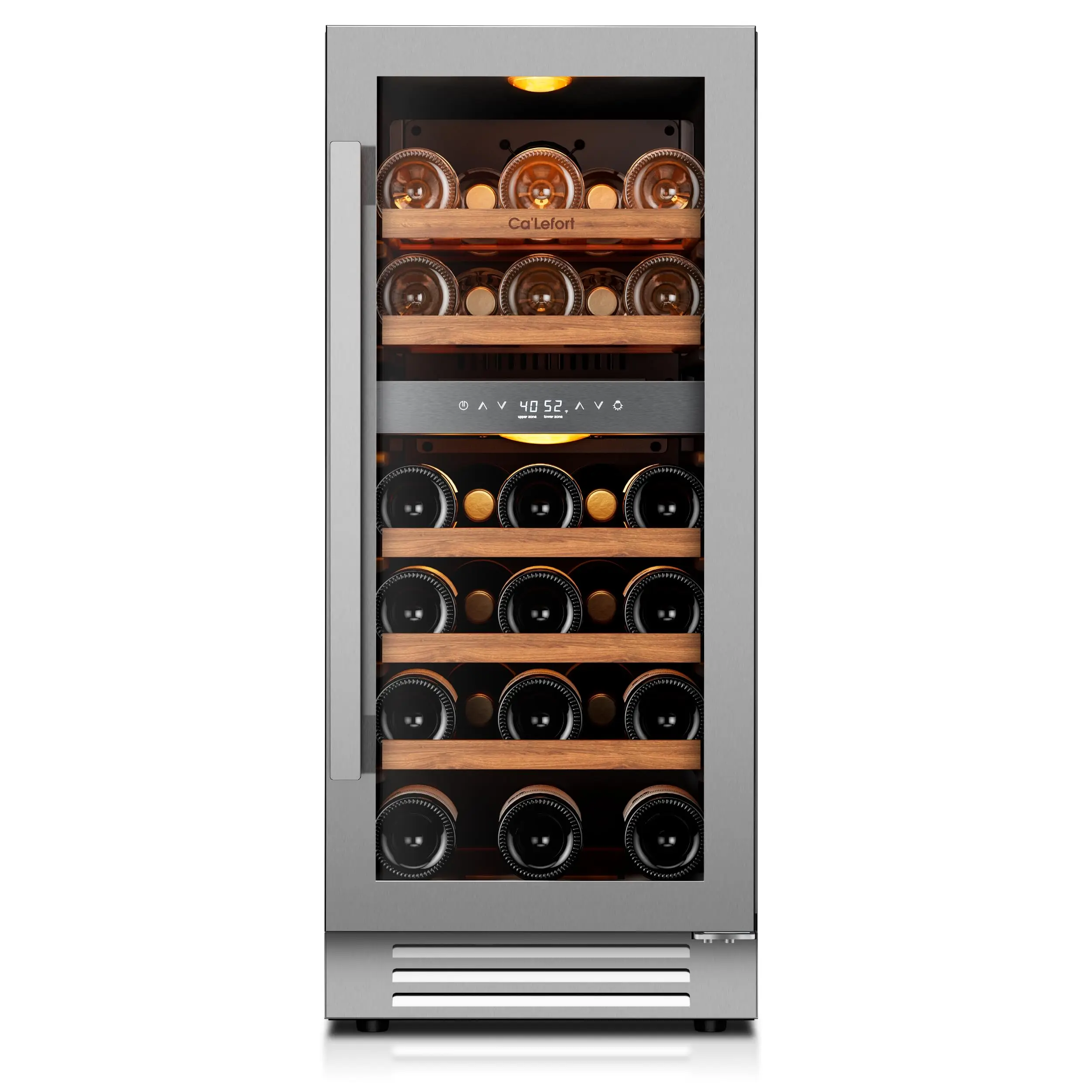 15 Inch Wine Fridge, 28-Bottle Dual Zone Wine Cooler Refrigerator