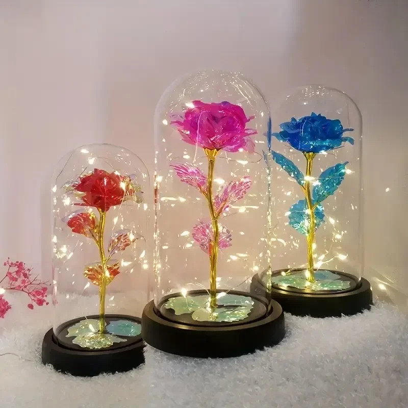 

LED Simulation Rose Eternal Flower Light Beautiful Realistic Looking Night Light Party Supplies For Mothers Day Valentines Day