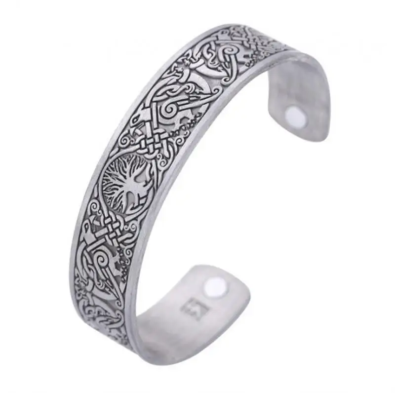 Vintage Tree of Life Magnetic Copper Open Bracelet Classic Fashion Men and Women Party Banquet Jewelry Gift Accessories