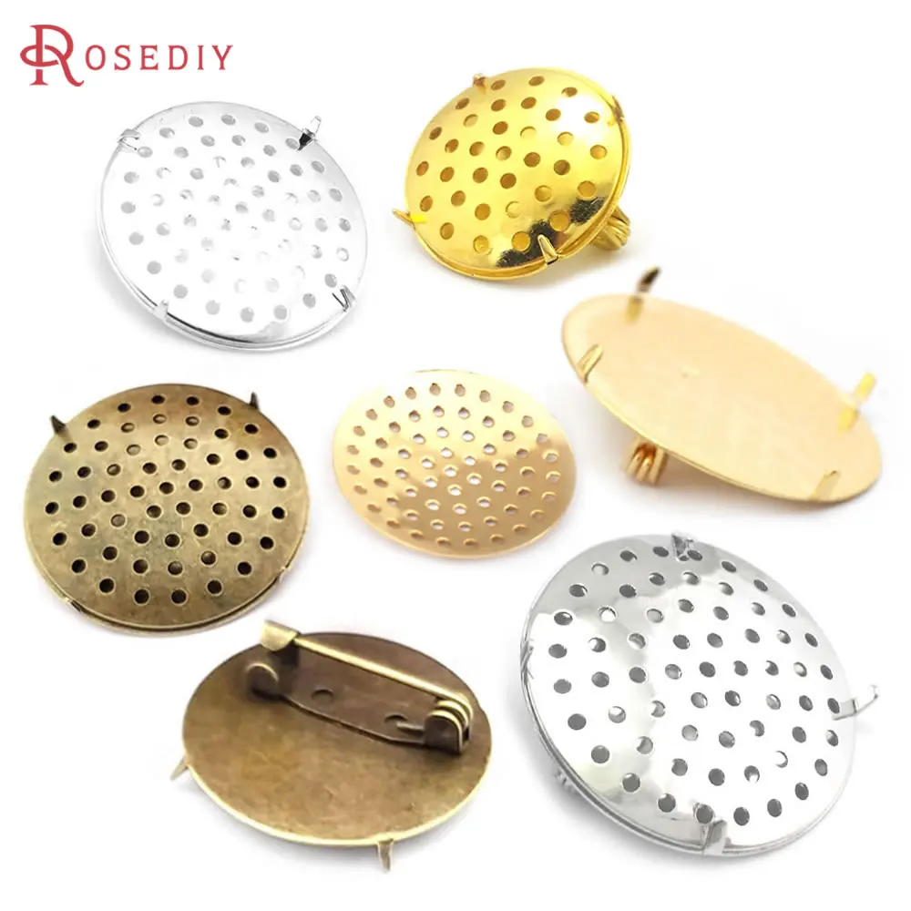 5 set 18MM 25MM 30MM ottone combinabile spilla rotonda Base spilla pin impostazioni gioielli fai da te forniture accessori