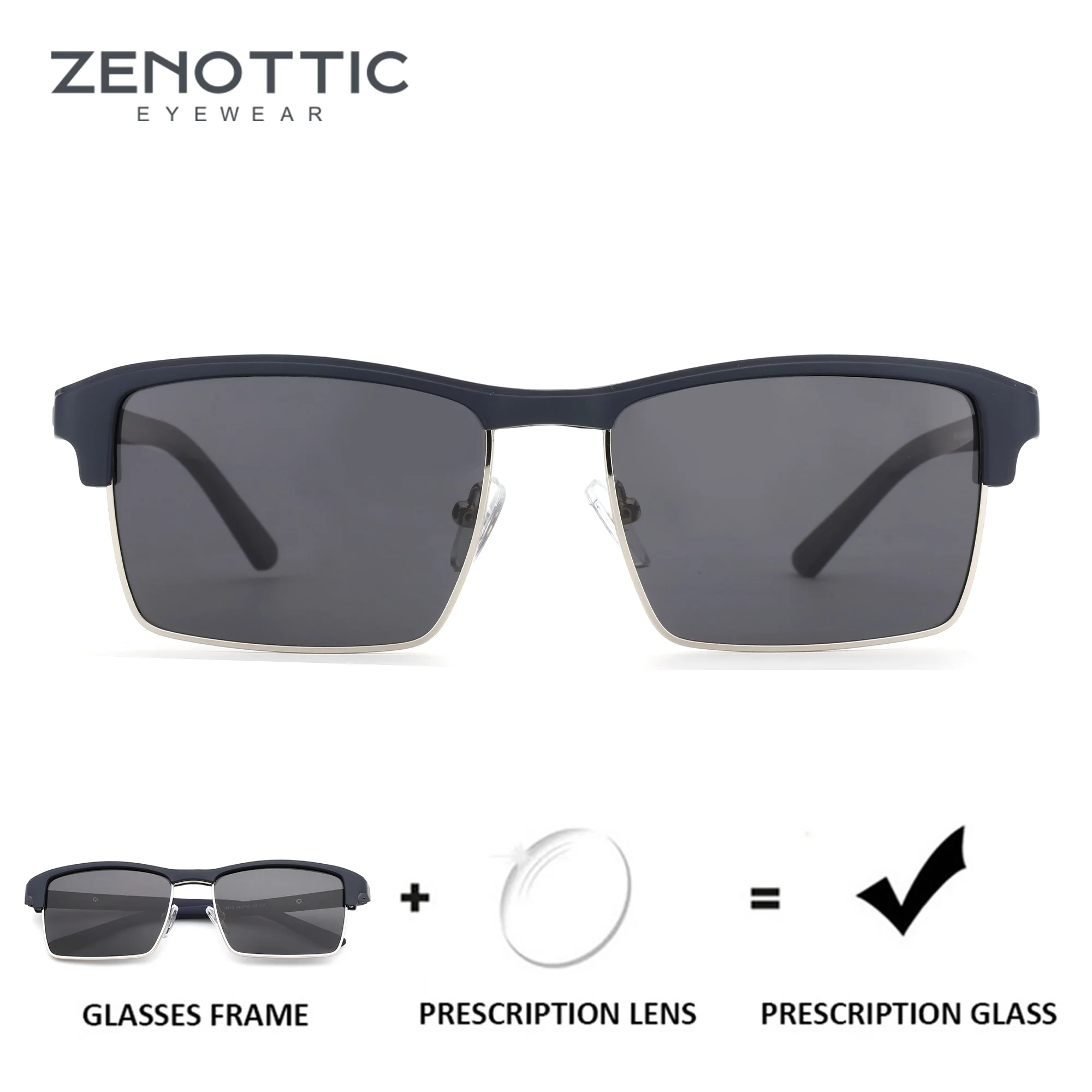 

ZENOTTIC（M Size）Pilot TR90 UV400 Polarized Sunglasses Prescription For Men Double Bridge Progressive Optical Sun Glasses