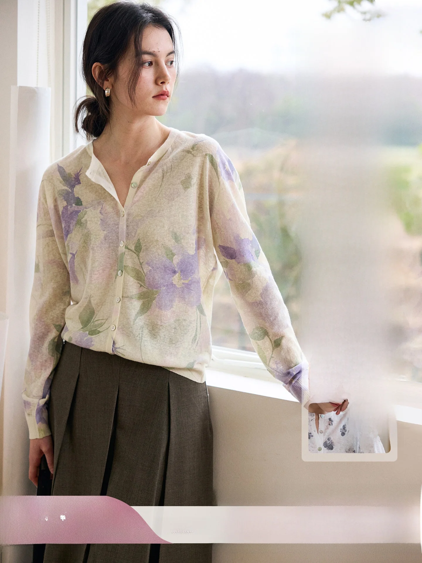 

HeyDr Льняной вязаный кардиган с открытым передом для женщин, весенний, с принтом, романтичный, с коротким рукавом, длинный, тонкий топ во французском стиле, прямой крой