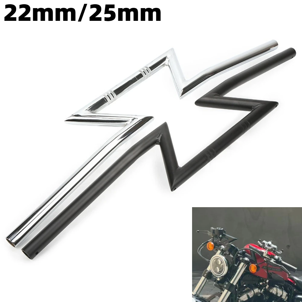 22mm/25mm Motorcycle Handlebar Drag Z Bar Handlebar  for Chopper Bobber Sportster Cruiser XL1200 Dyna Softail Retro Motorbikes