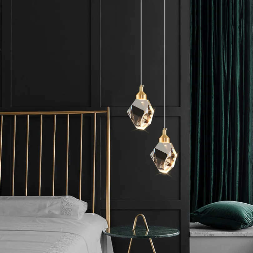 Crystal Led Pendant Light for Bedroom Bedside Bathroom Hanging Ceiling Lamp Indoor Decoration Lighting Lustre Modern Lights Room