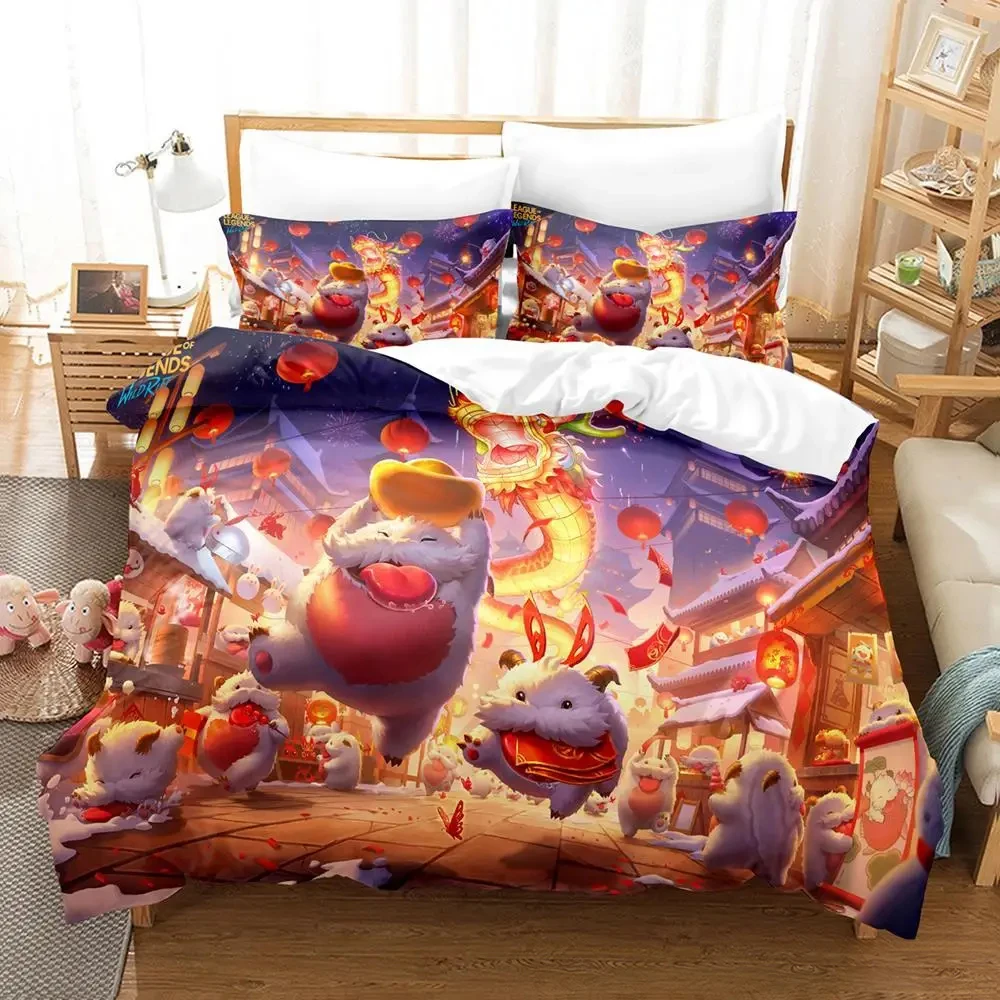 League of Legends Wild Rift Adult Boys Bedding Set Single Twin Full Queen King Size Duvetcover Anime Duvet Cover Bed Set