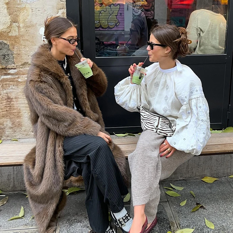 2026 Winter Warm Fluffy Fur Jacket Female Fashion Street Furry Outerwear Overcoat Vintage Luxury Long Faux Fox Fur Coat Female