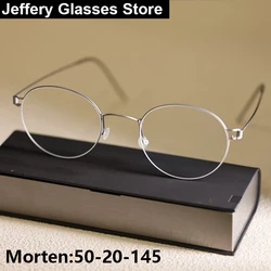 Denmark Air Titanium Round Glasses Frame Men Women Ultralight Thin Rim Prescription Eyeglasses Gold Simple Eyewear