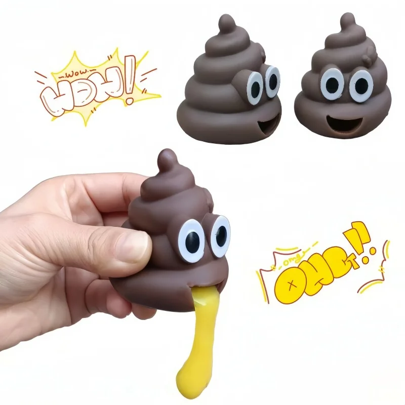 2Pcs Vomiting Poop Funny Tricky Prank Squeeze Toy Soft Stress Relief Ball Novelty Gag Toy For Adult Party Decompression